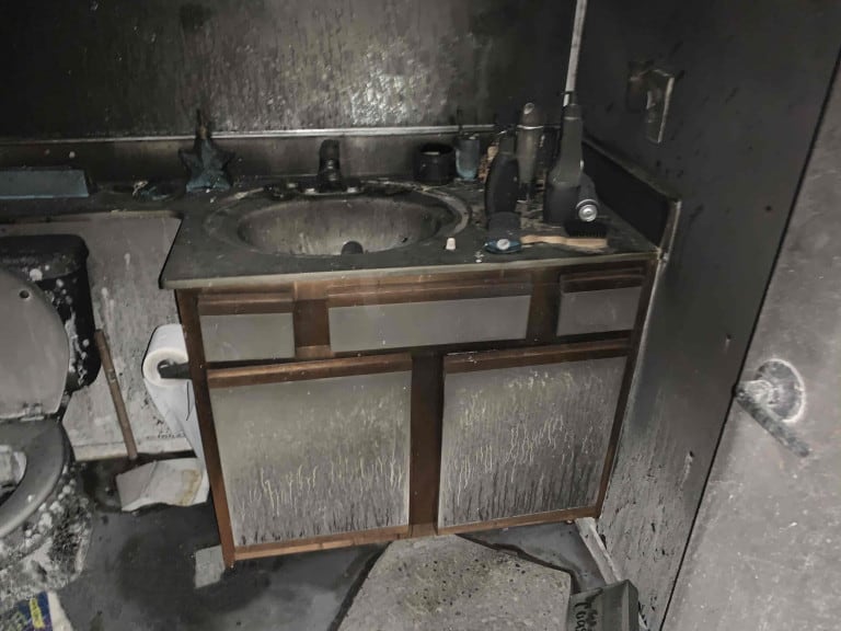 Fire Damage Restoration Services for Bathroom Sink
