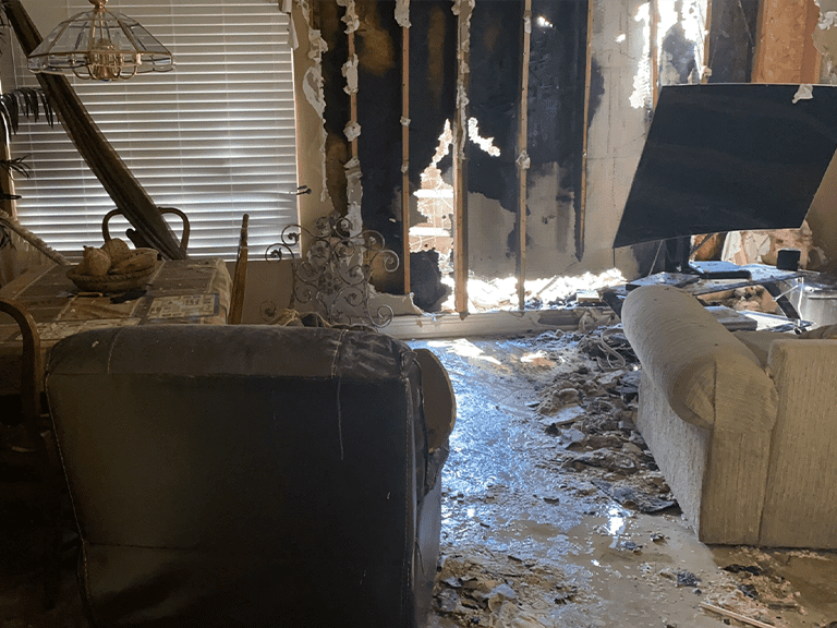 Las Vegas Restoration Fire Damage Family Room